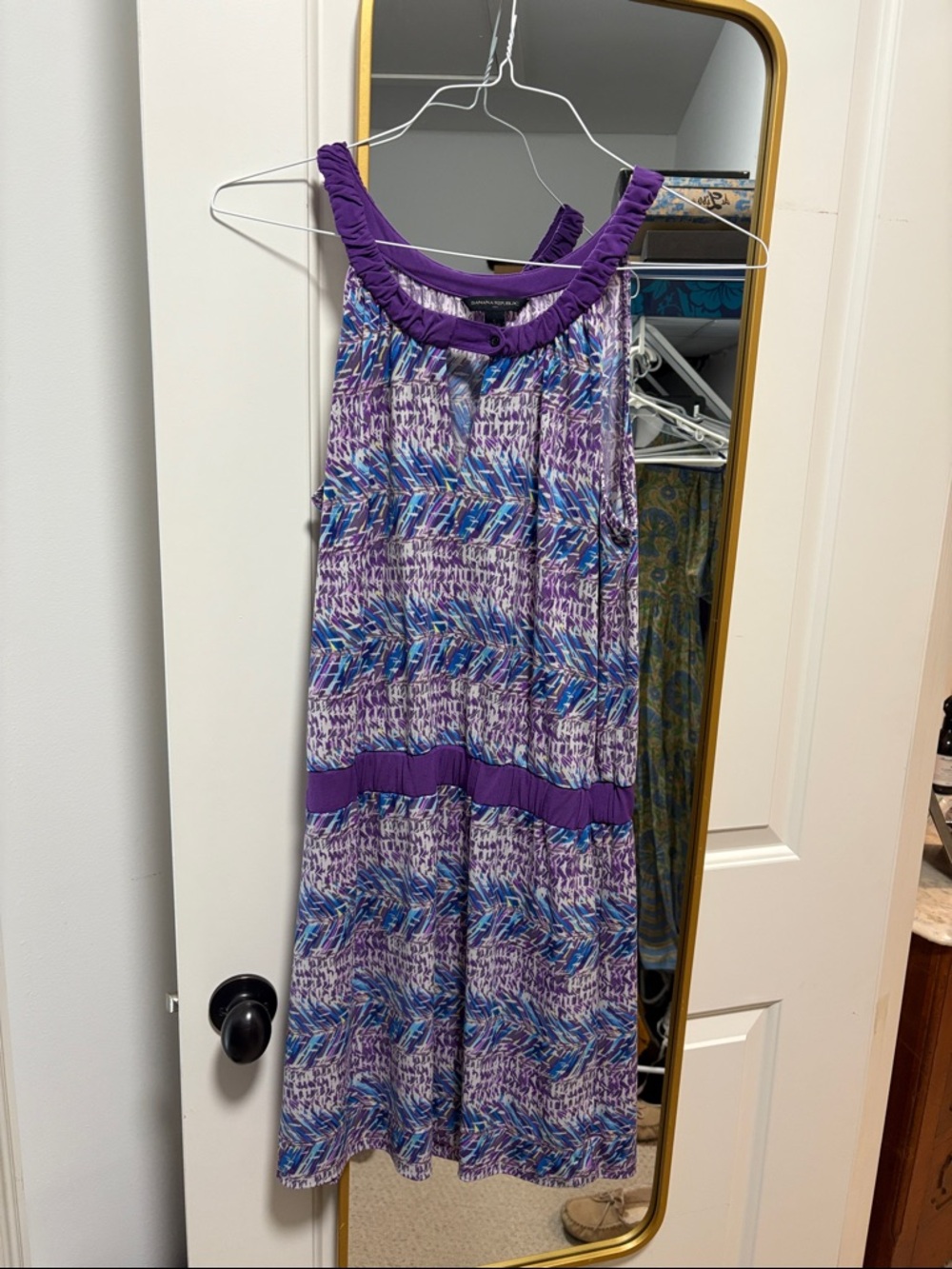 Banana Republic Purple Multicolor Printed Sleeveless Top